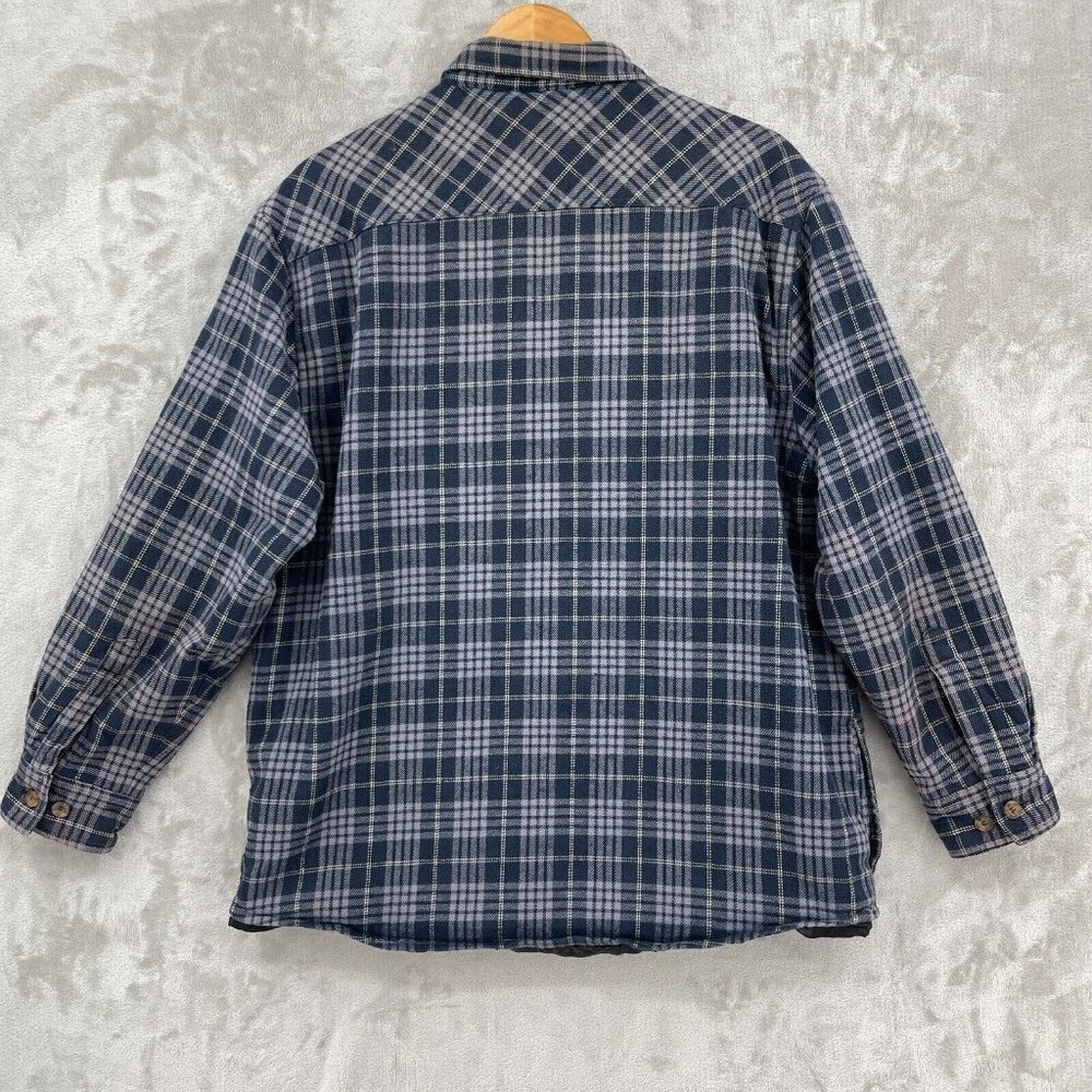 Levi's Blue Plaid Quilted Shacket Heavy Flannel Shirt Grunge Distressed - Picture 8 of 13